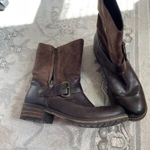 Clarks Dark Brown Leather Moto Boots